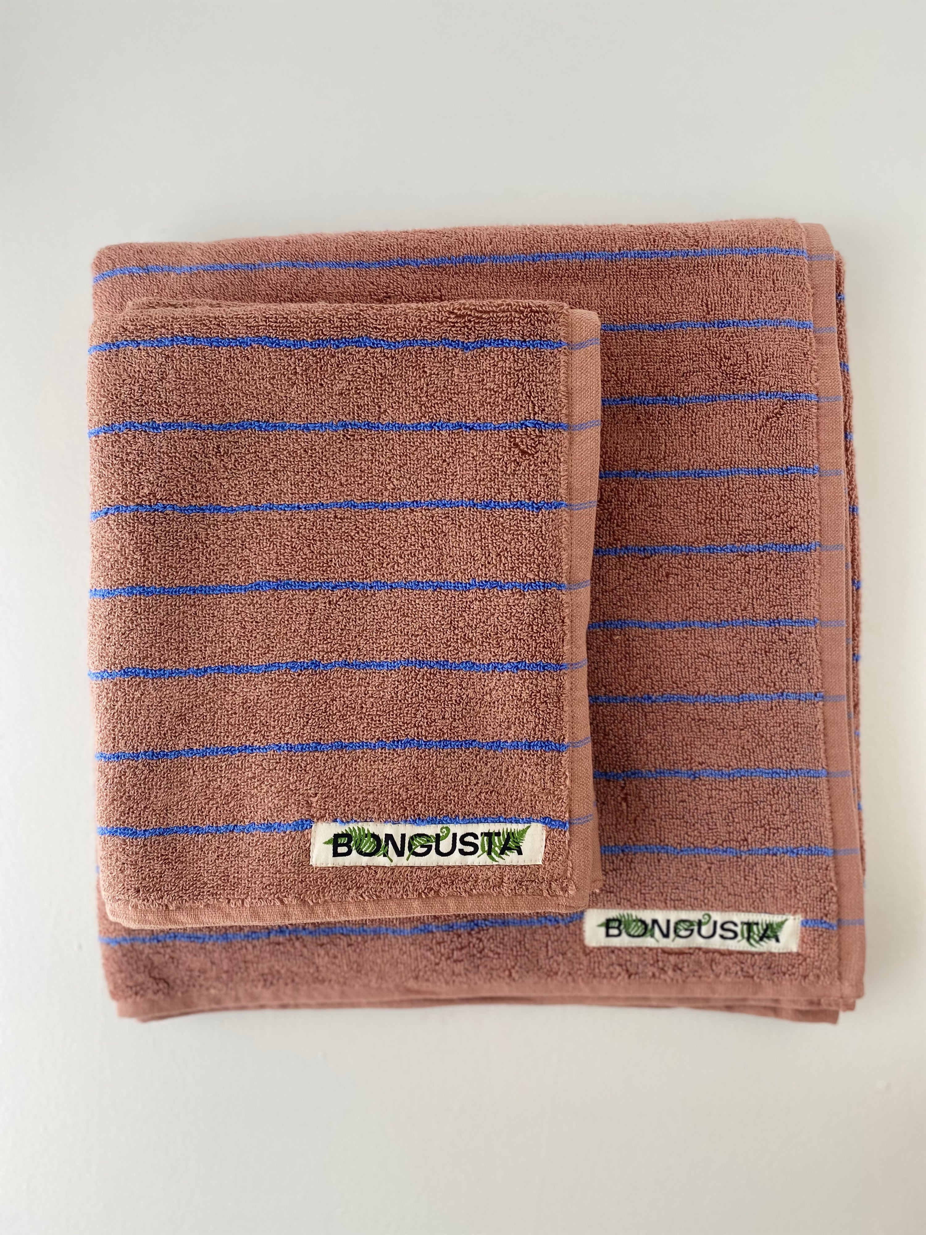 Naram towels, Camel & Ultramarine blue