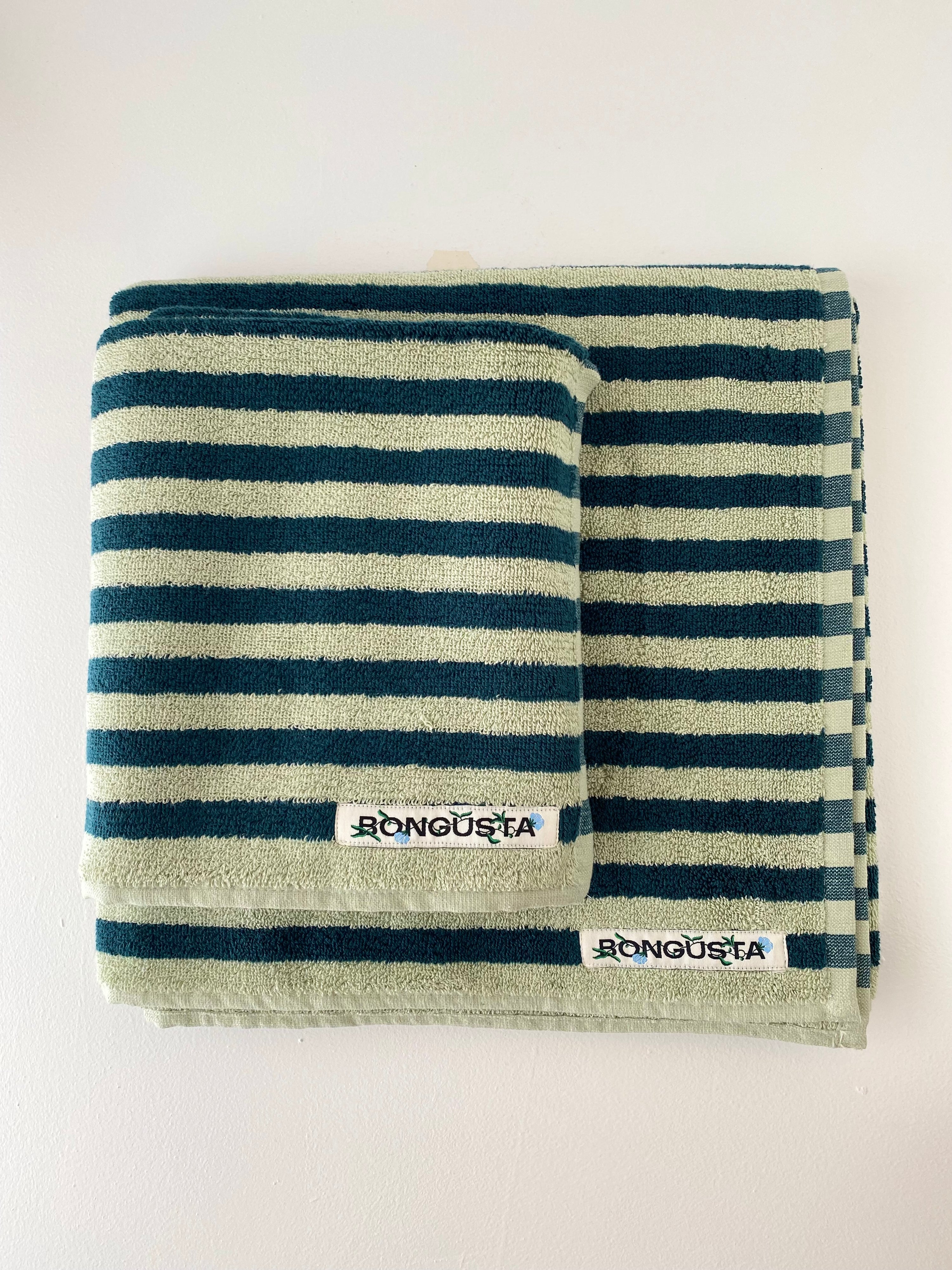 Naram towels, Sea foam & Deep teal