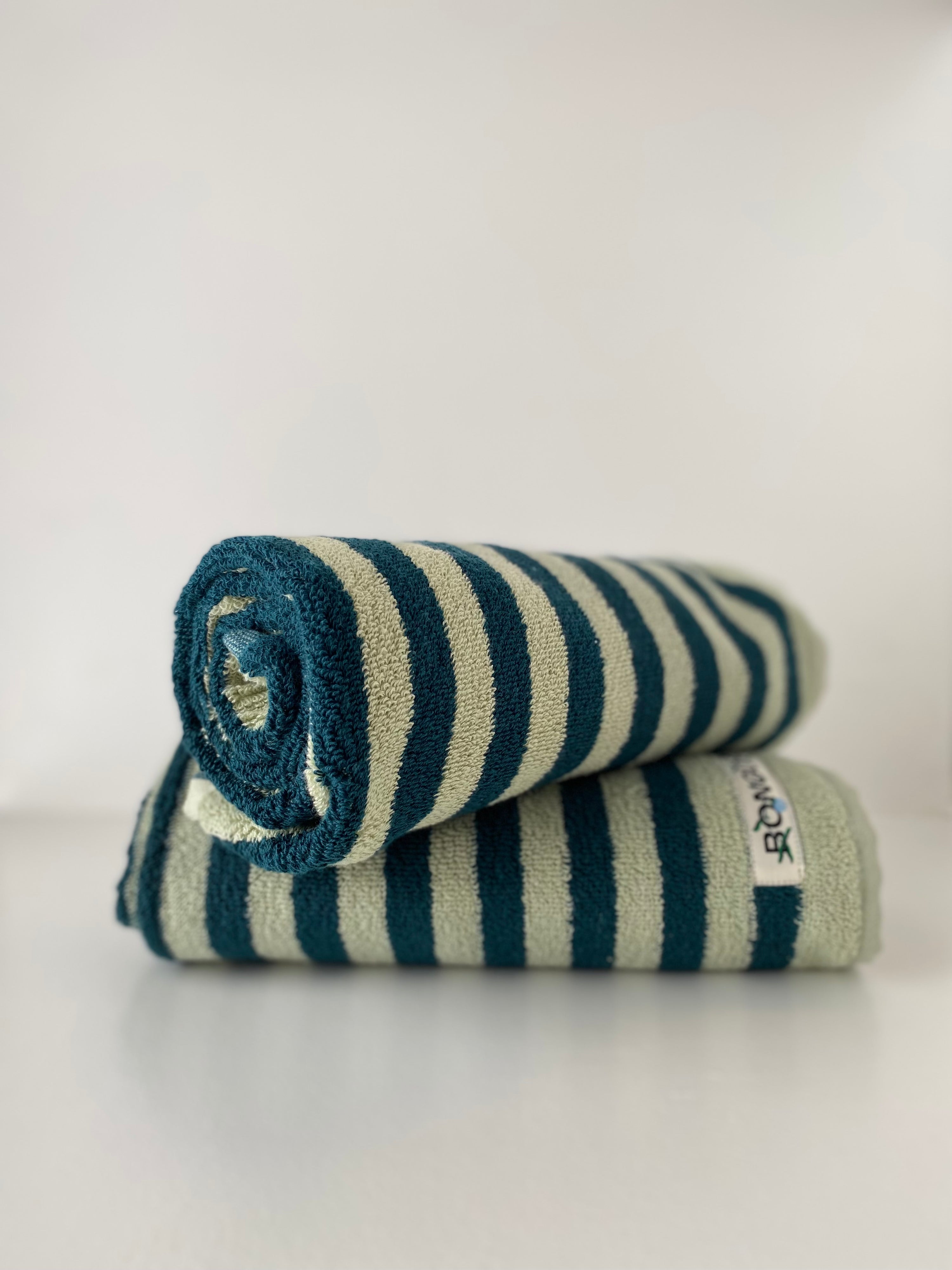 Naram towels, Sea foam & Deep teal