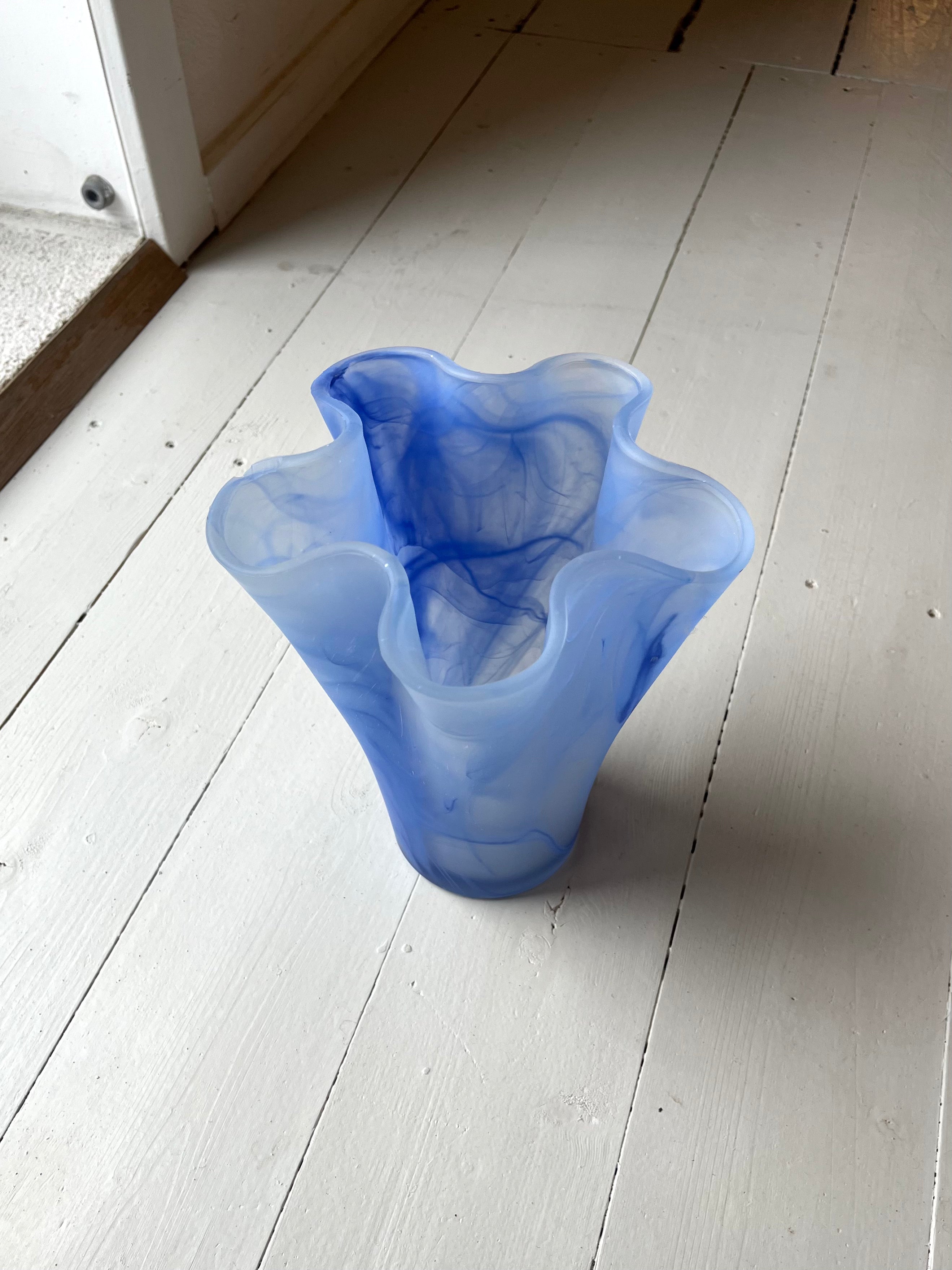 Blå glasvase - Vintage 69