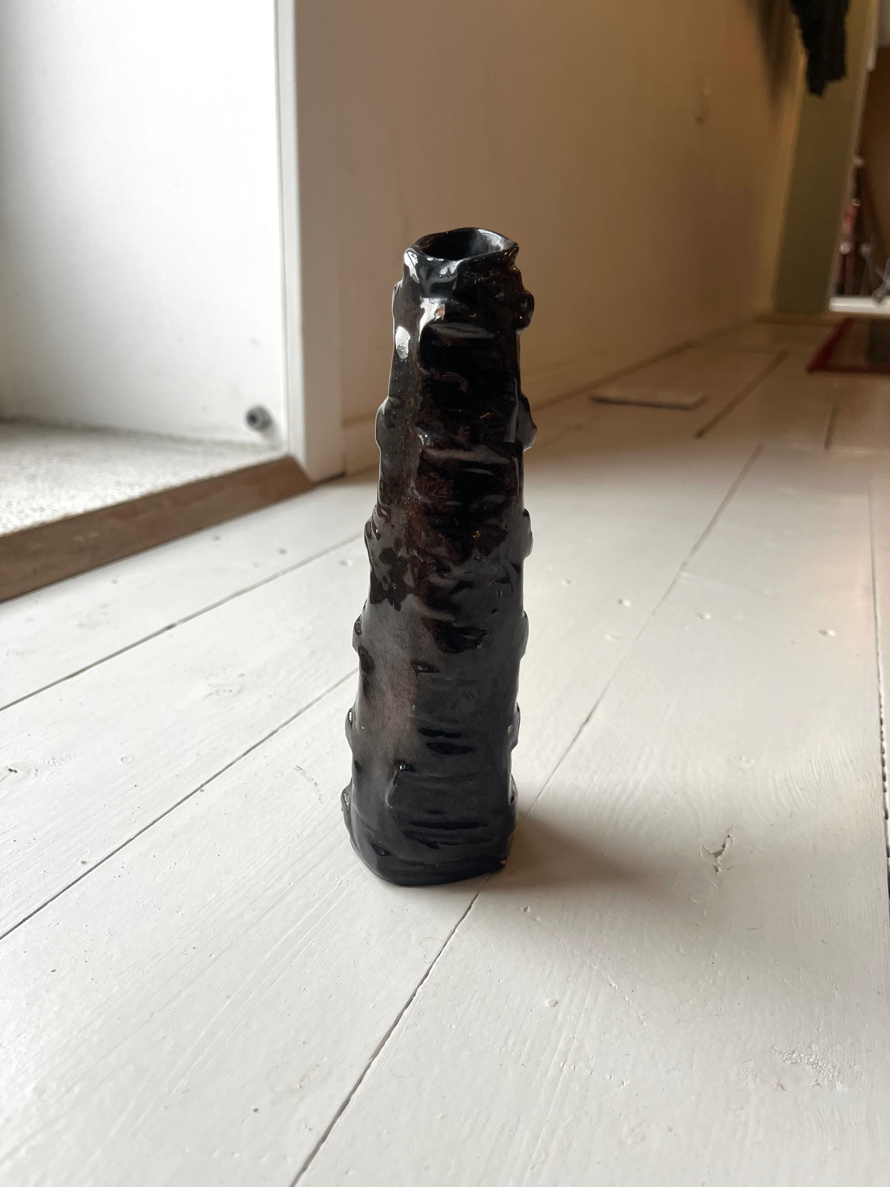 Keramikvase m. mørk glasur - Vintage 174