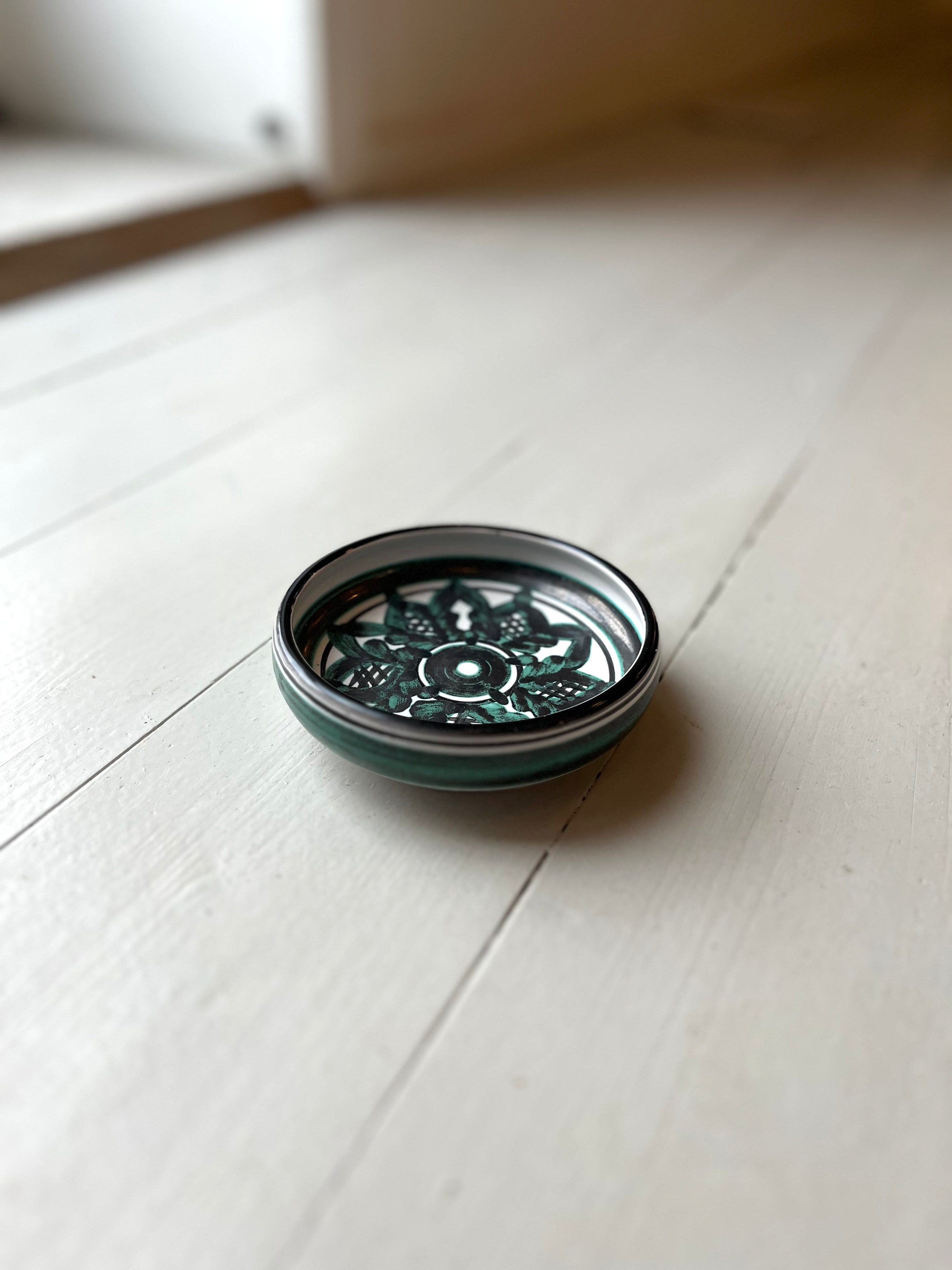 Lille skål med grønt mønster  - Vintage 154