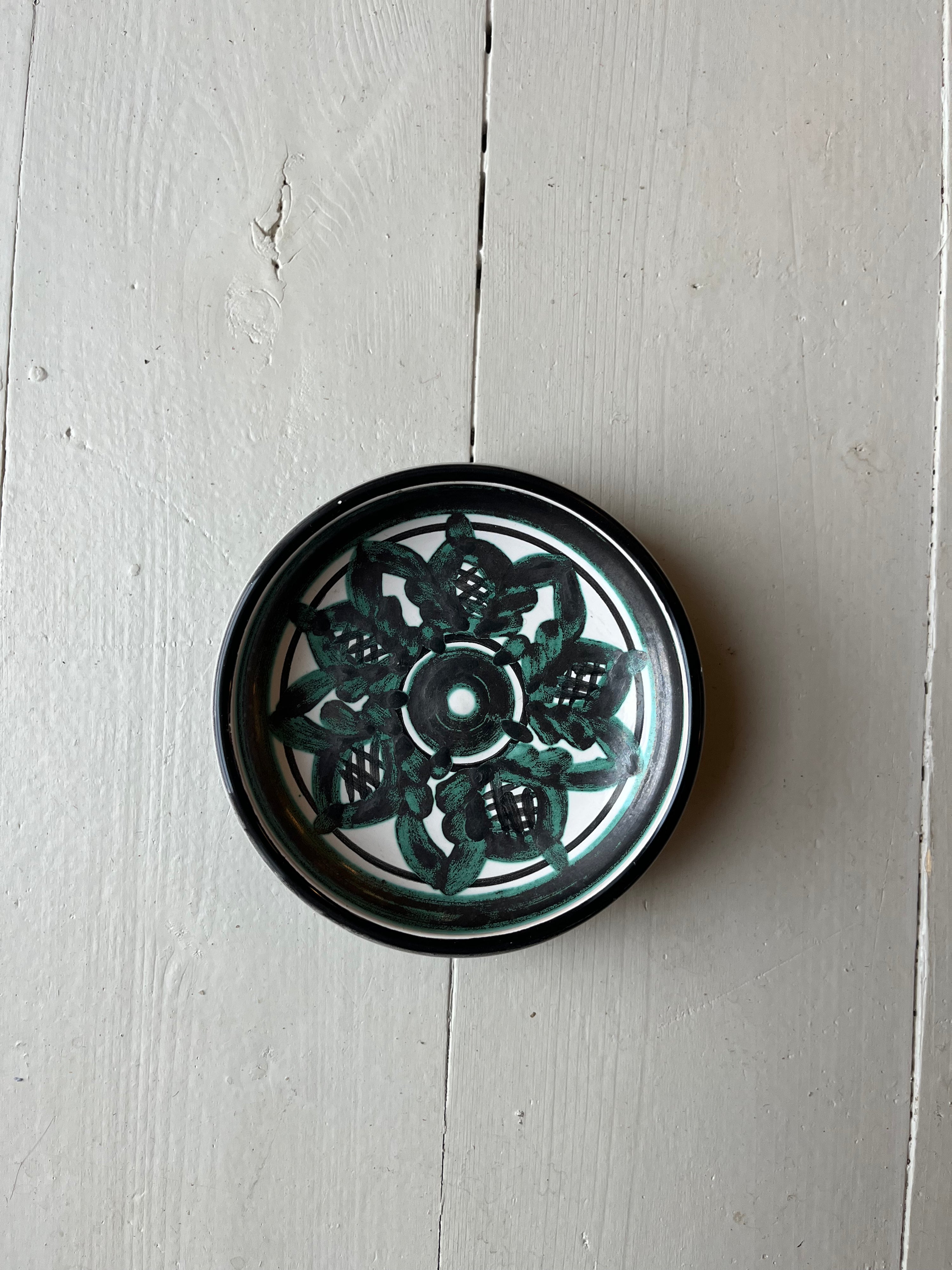 Lille skål med grønt mønster  - Vintage 154