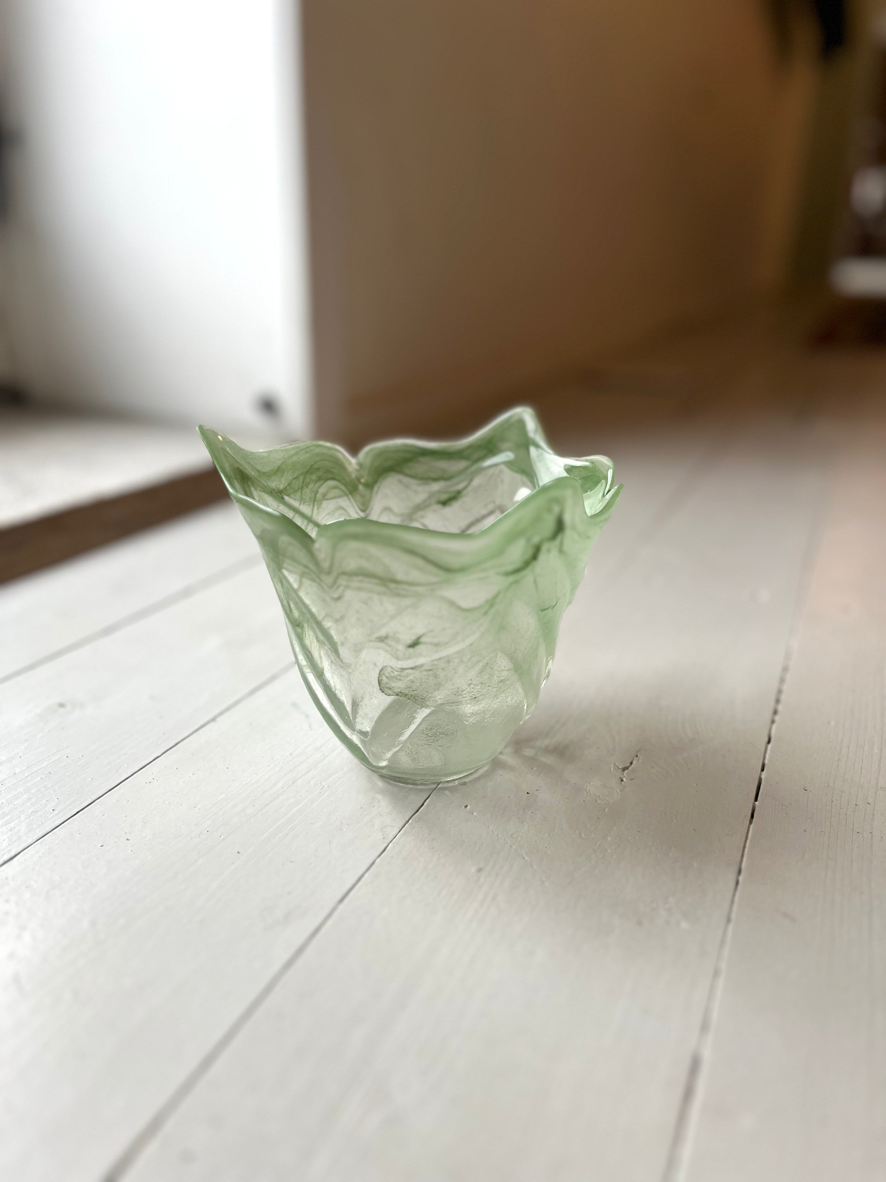 Grøn glasvase - Vintage 114
