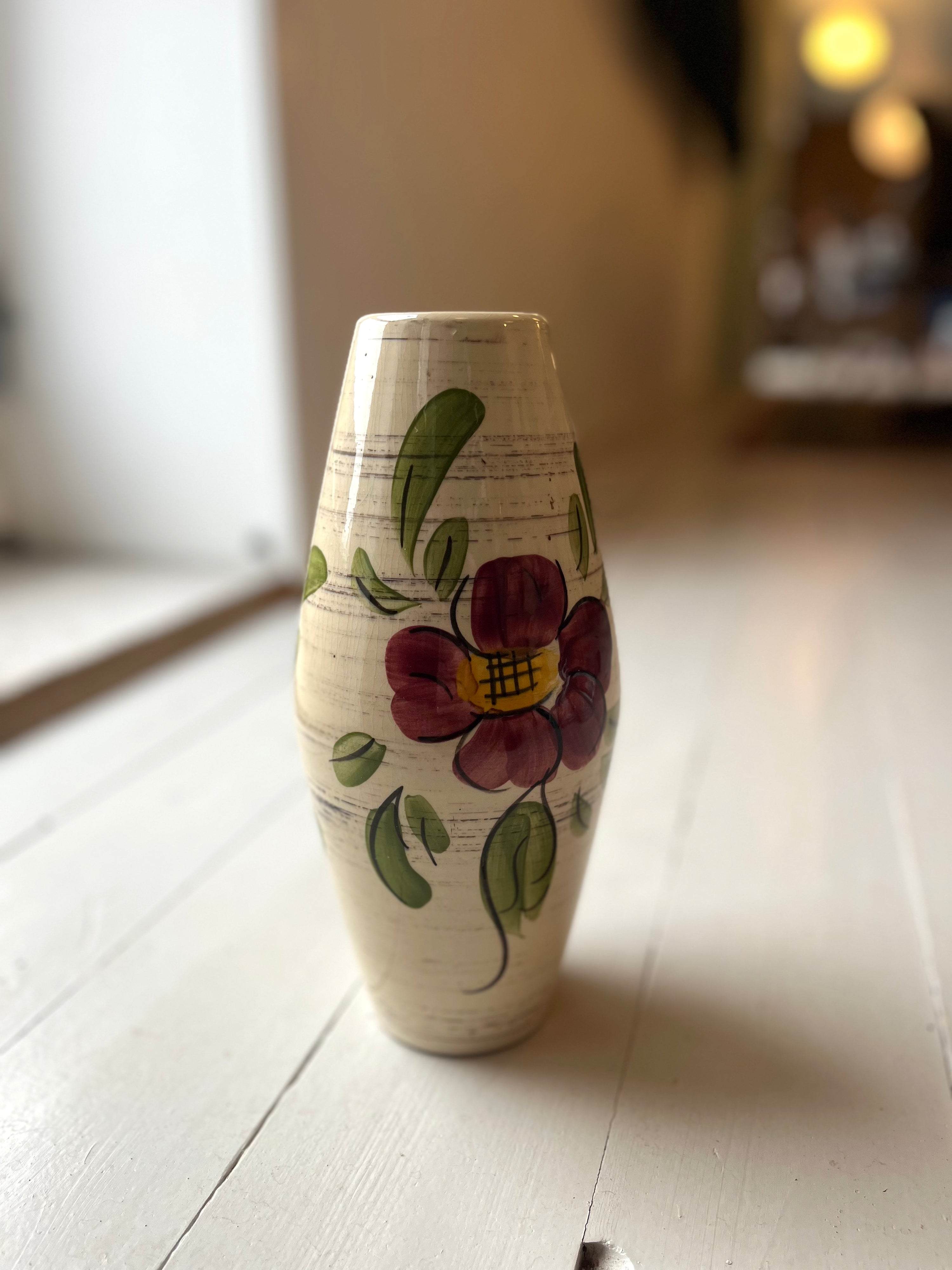 Keramikvase med blomster - Vintage 115