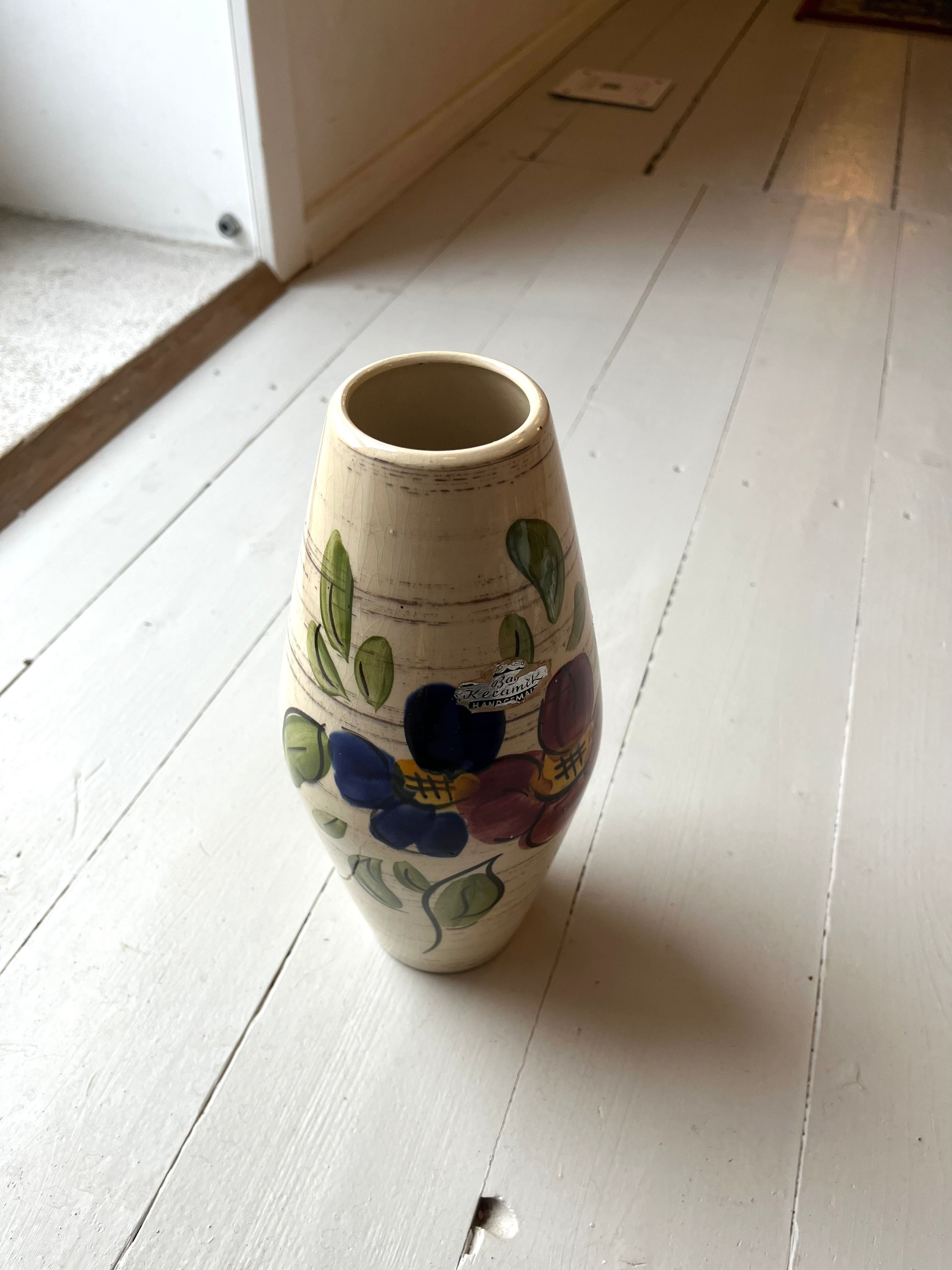 Keramikvase med blomster - Vintage 115