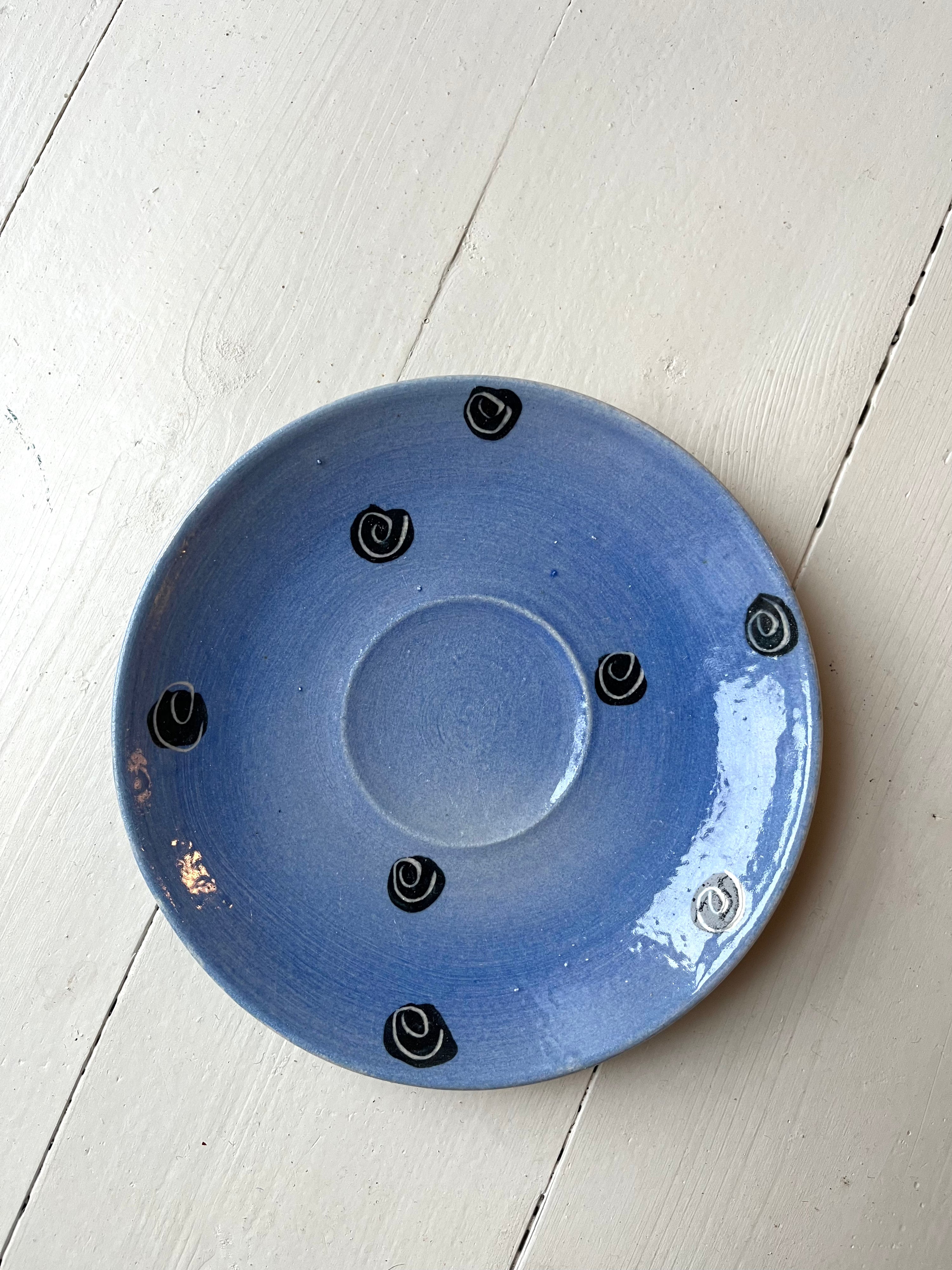 Blå kop & underkop med prikker - Vintage 160