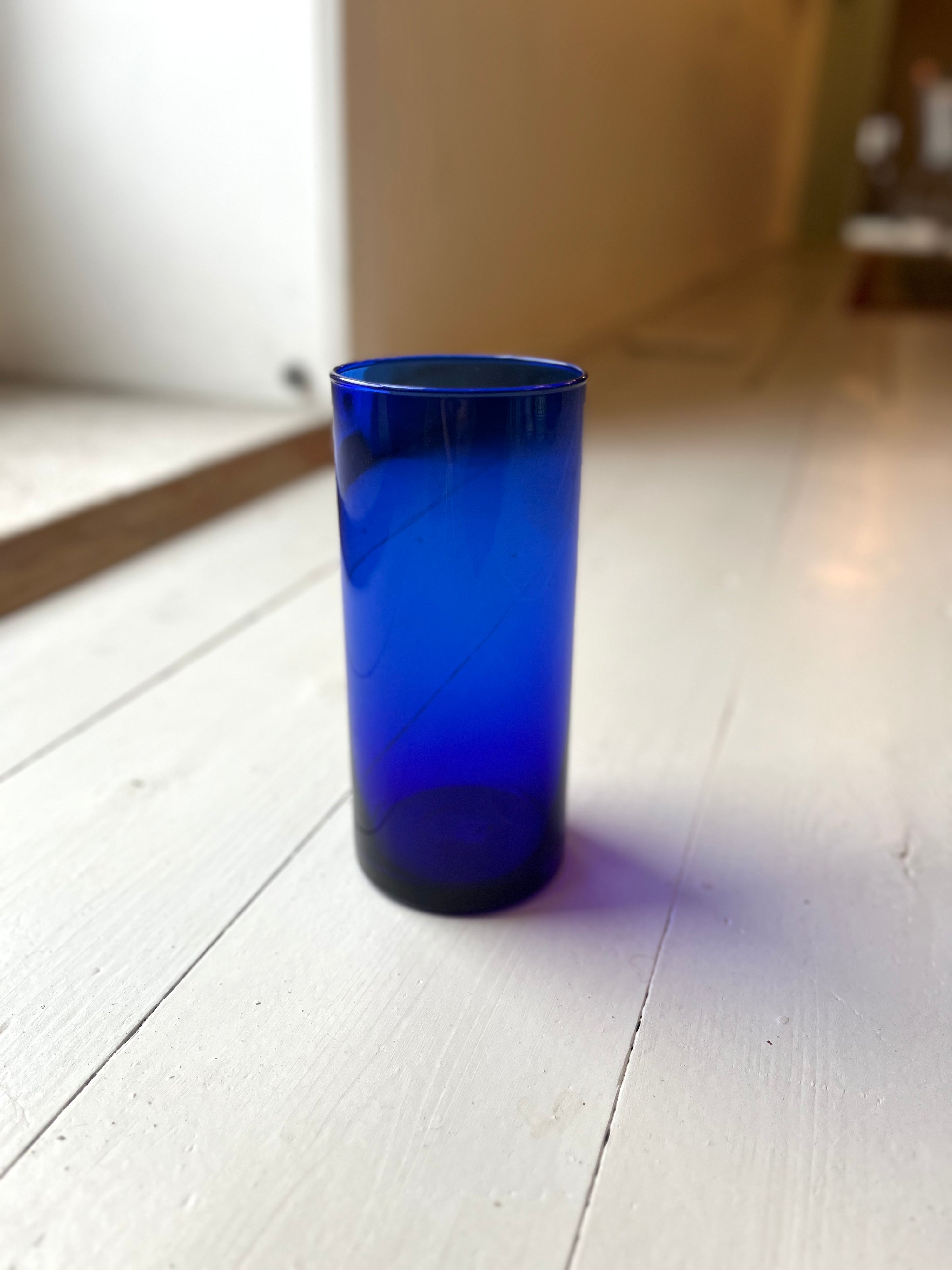 Højt blåt glas - Vintage 156