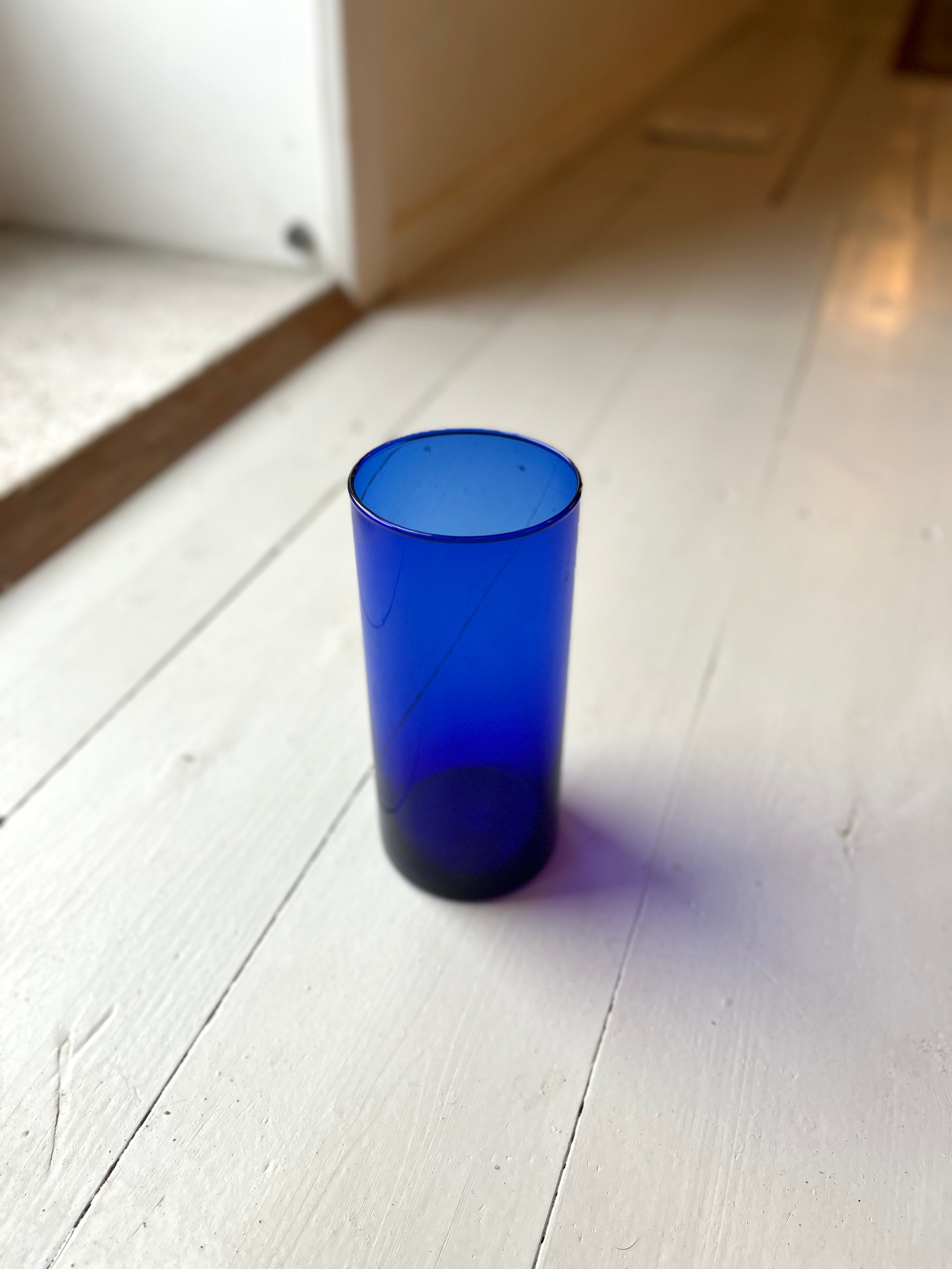 Højt blåt glas - Vintage 156