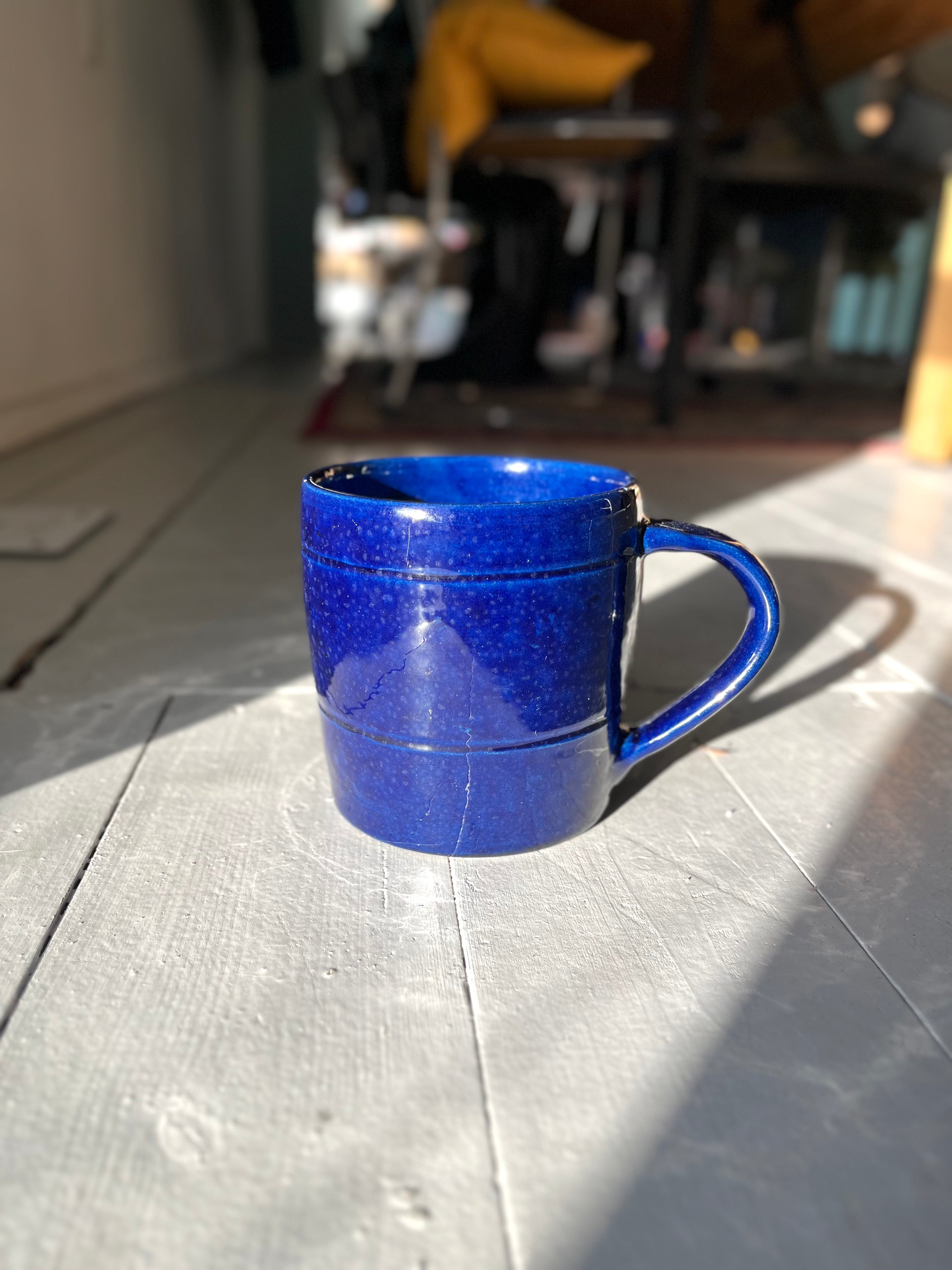 Stort blåt krus med hank - Vintage 215