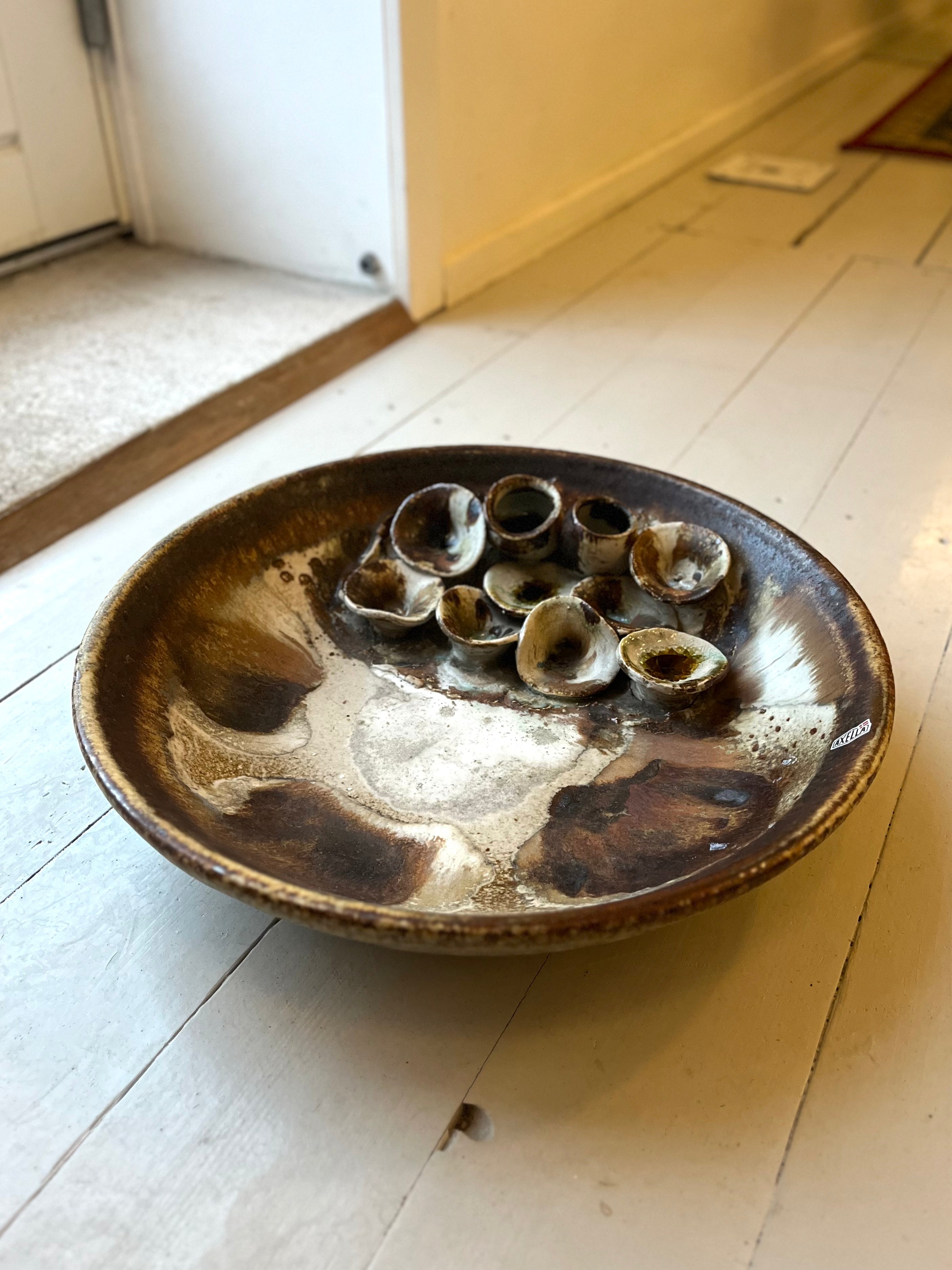 Keramikskål/fad i naturfarver - Vintage 219