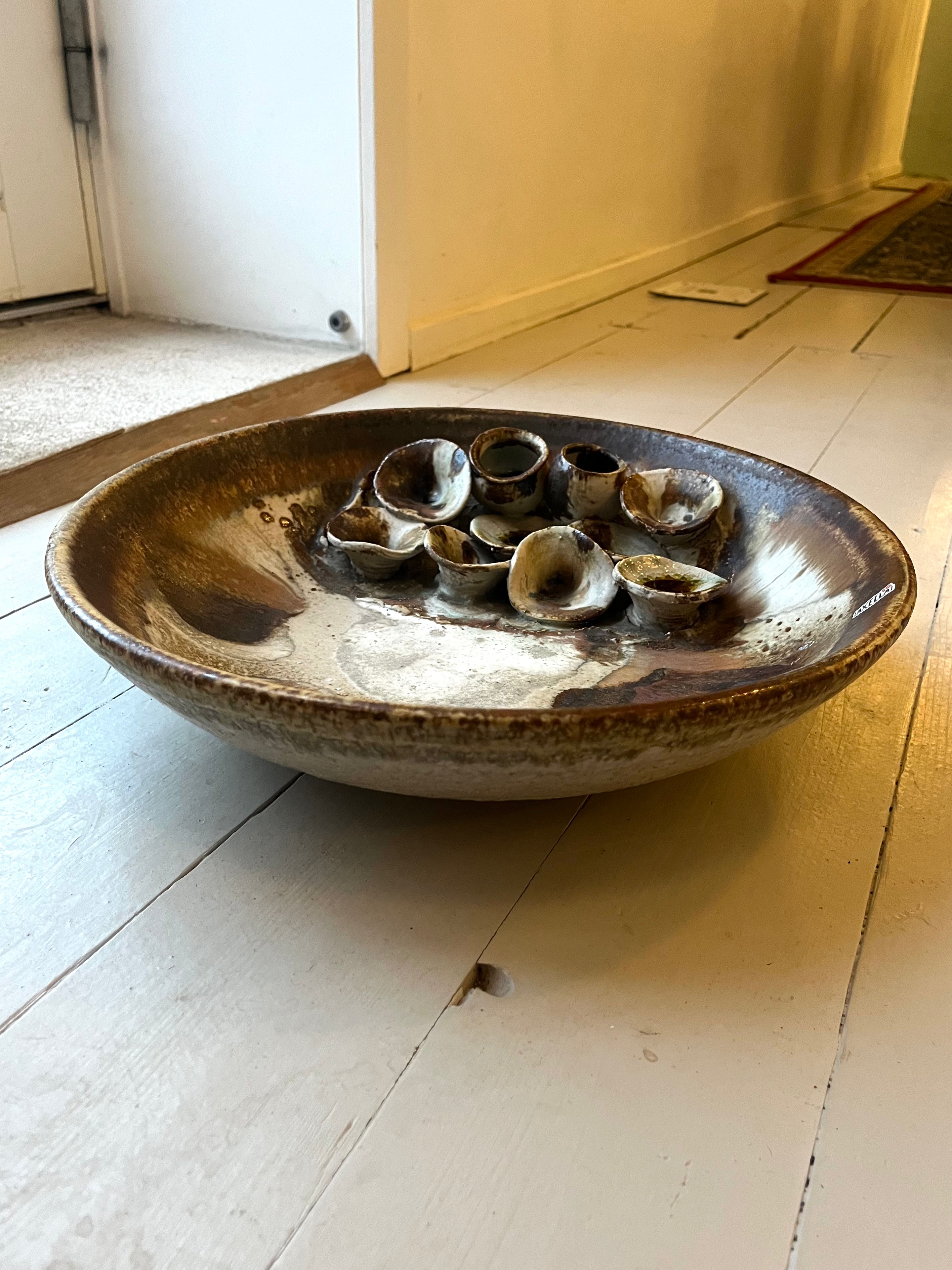 Keramikskål/fad i naturfarver - Vintage 219