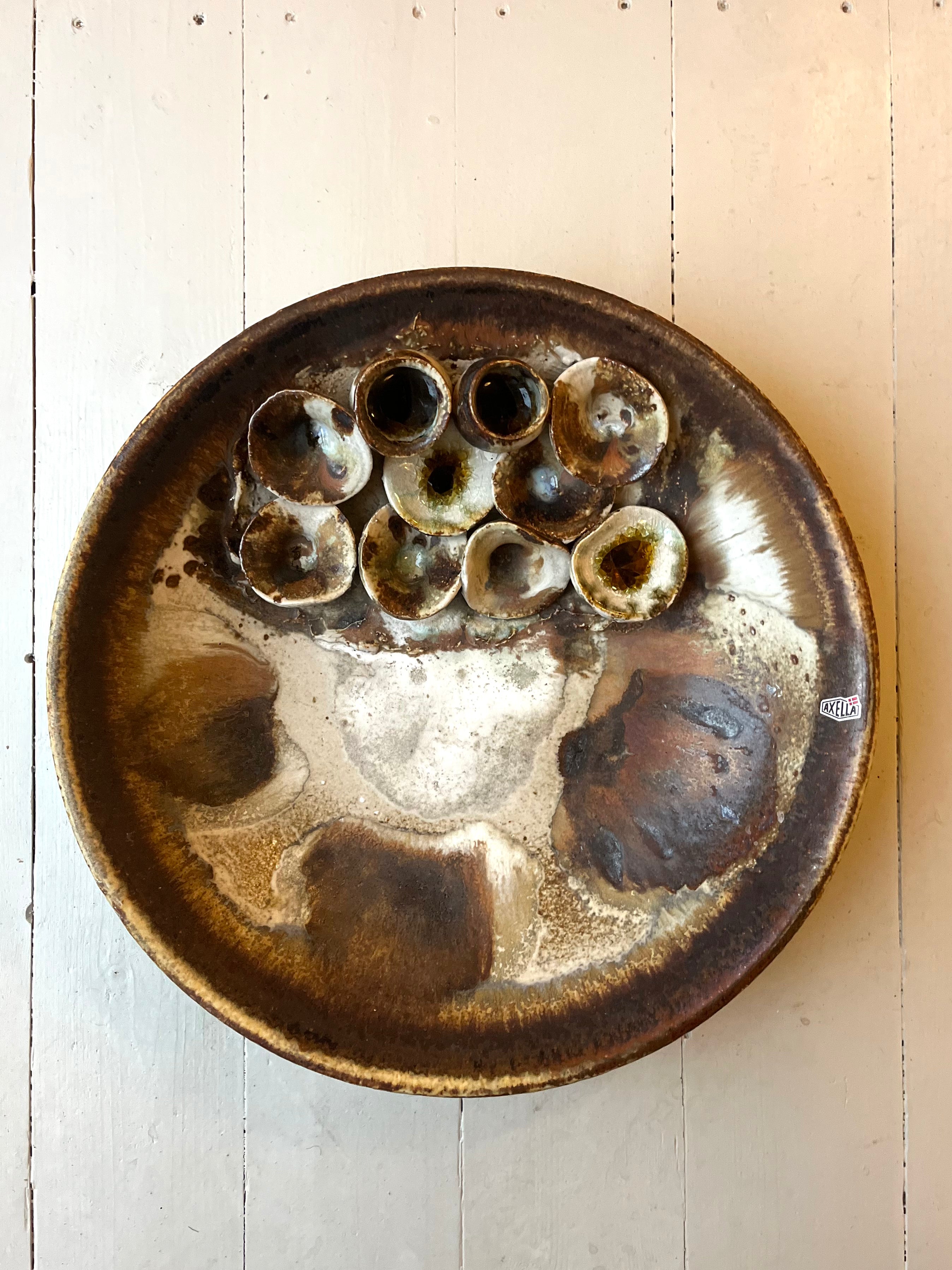 Keramikskål/fad i naturfarver - Vintage 219