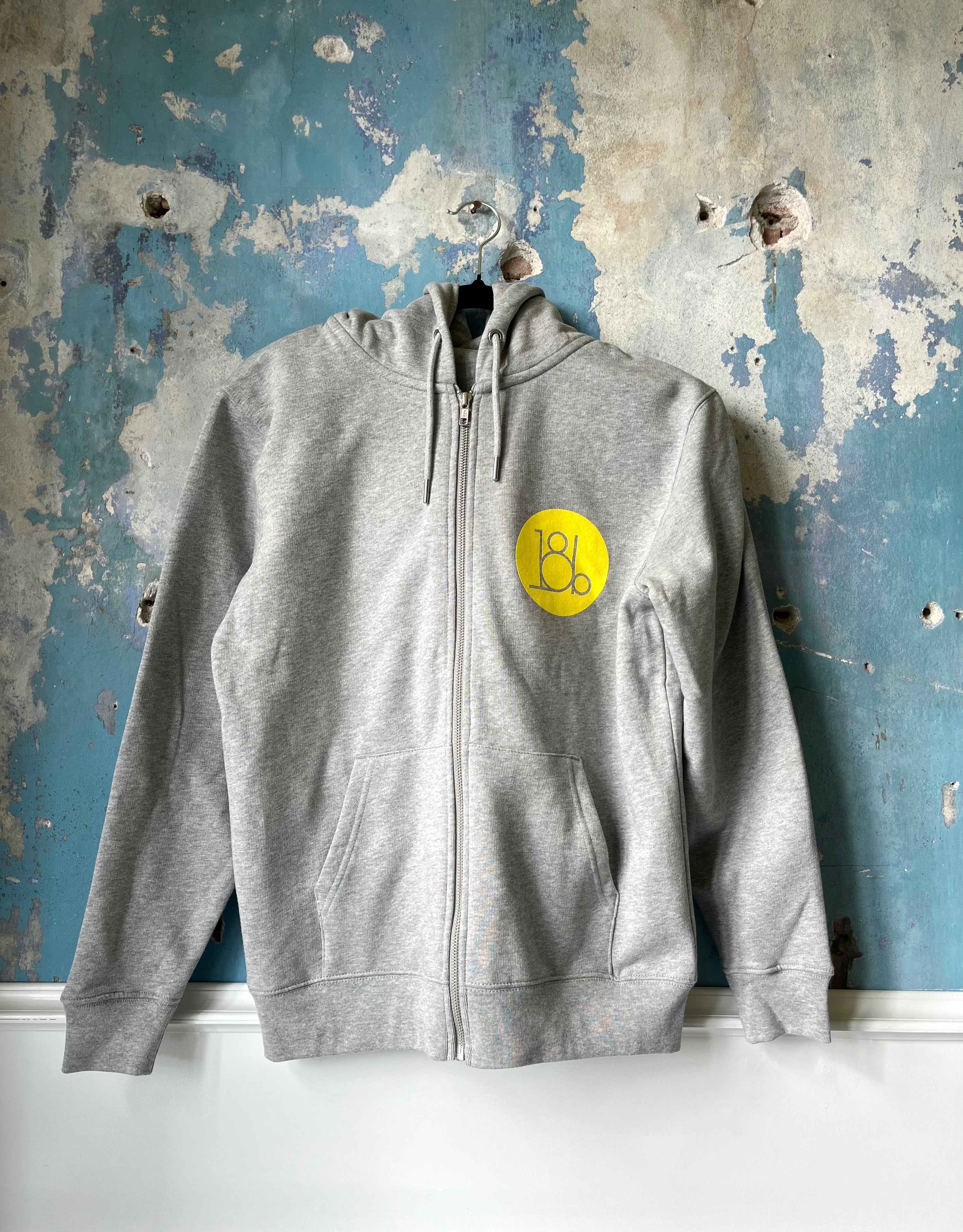Zip-up hoodie grå/gul