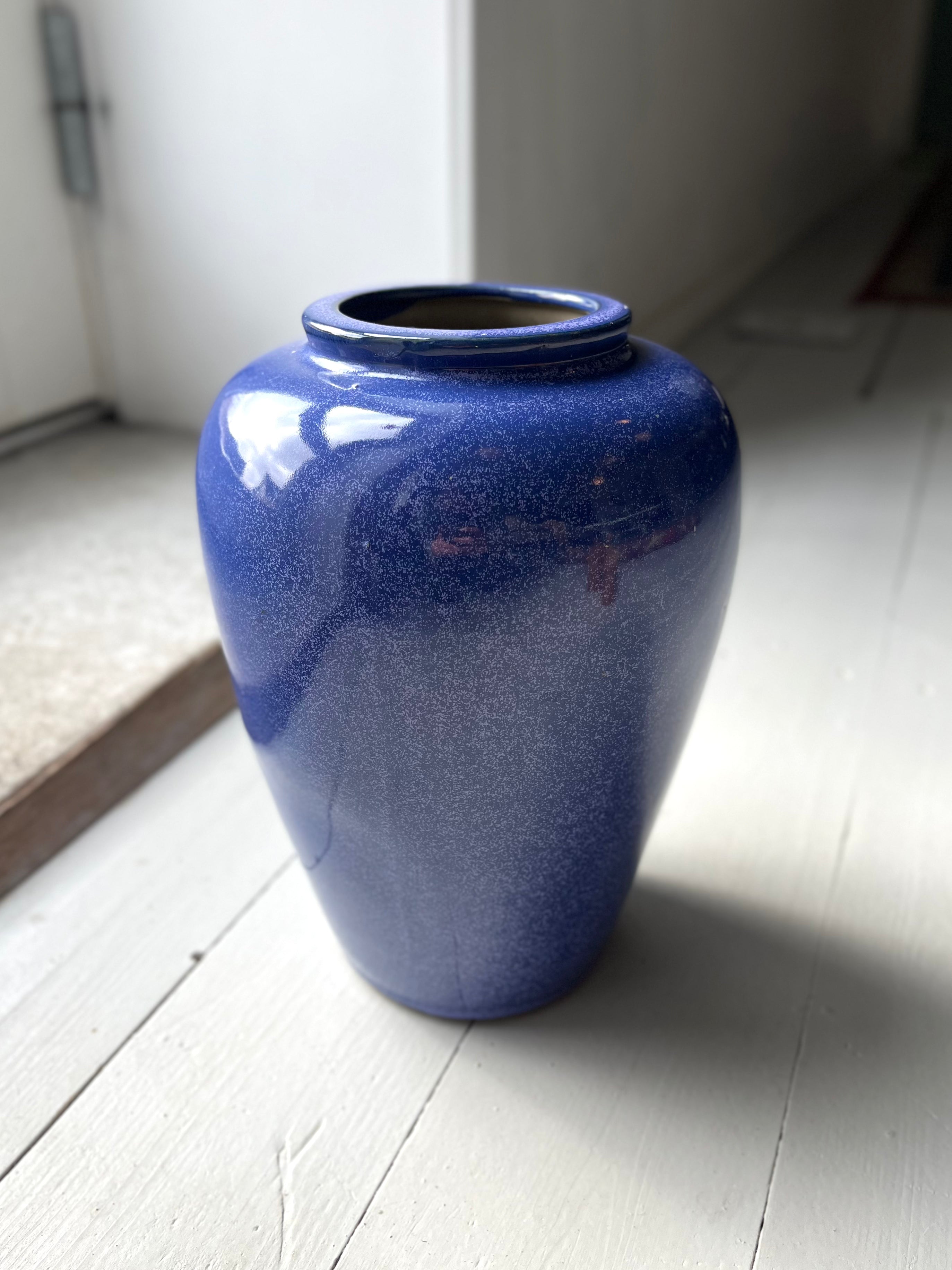 Keramikvase m. blå glasur - Vintage 223