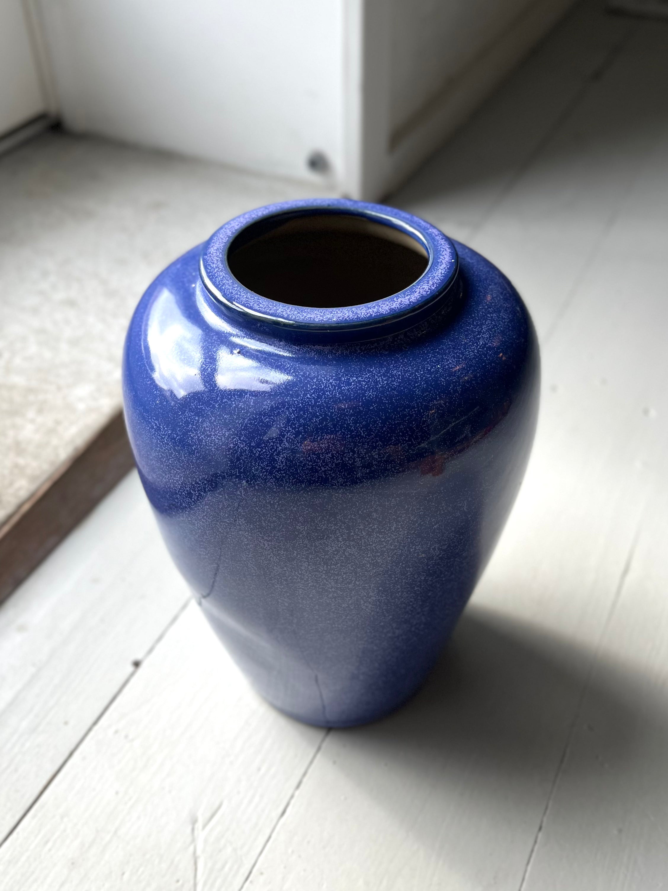 Keramikvase m. blå glasur - Vintage 223