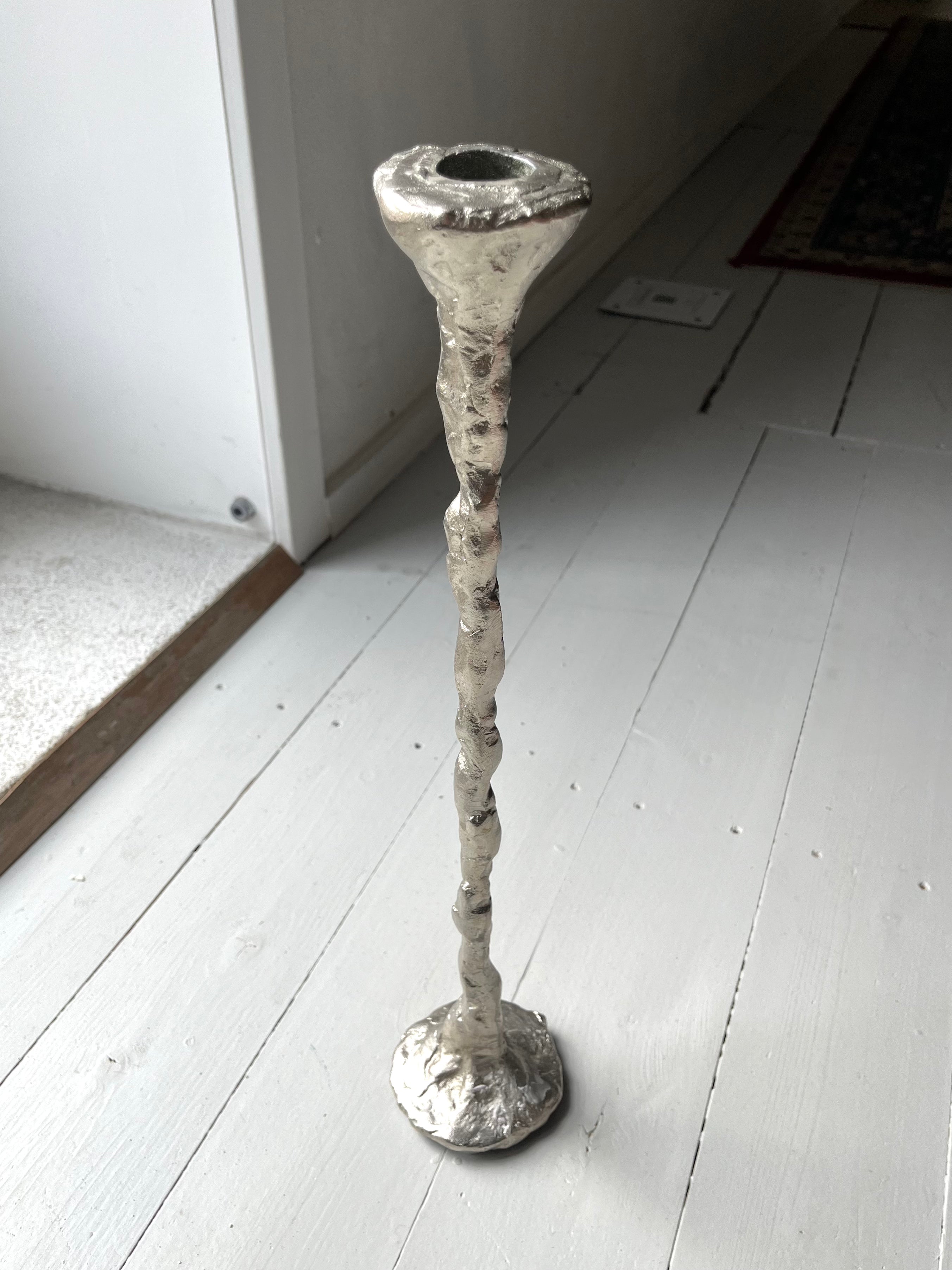 Høj sølvfarvet lysestage - Vintage 225