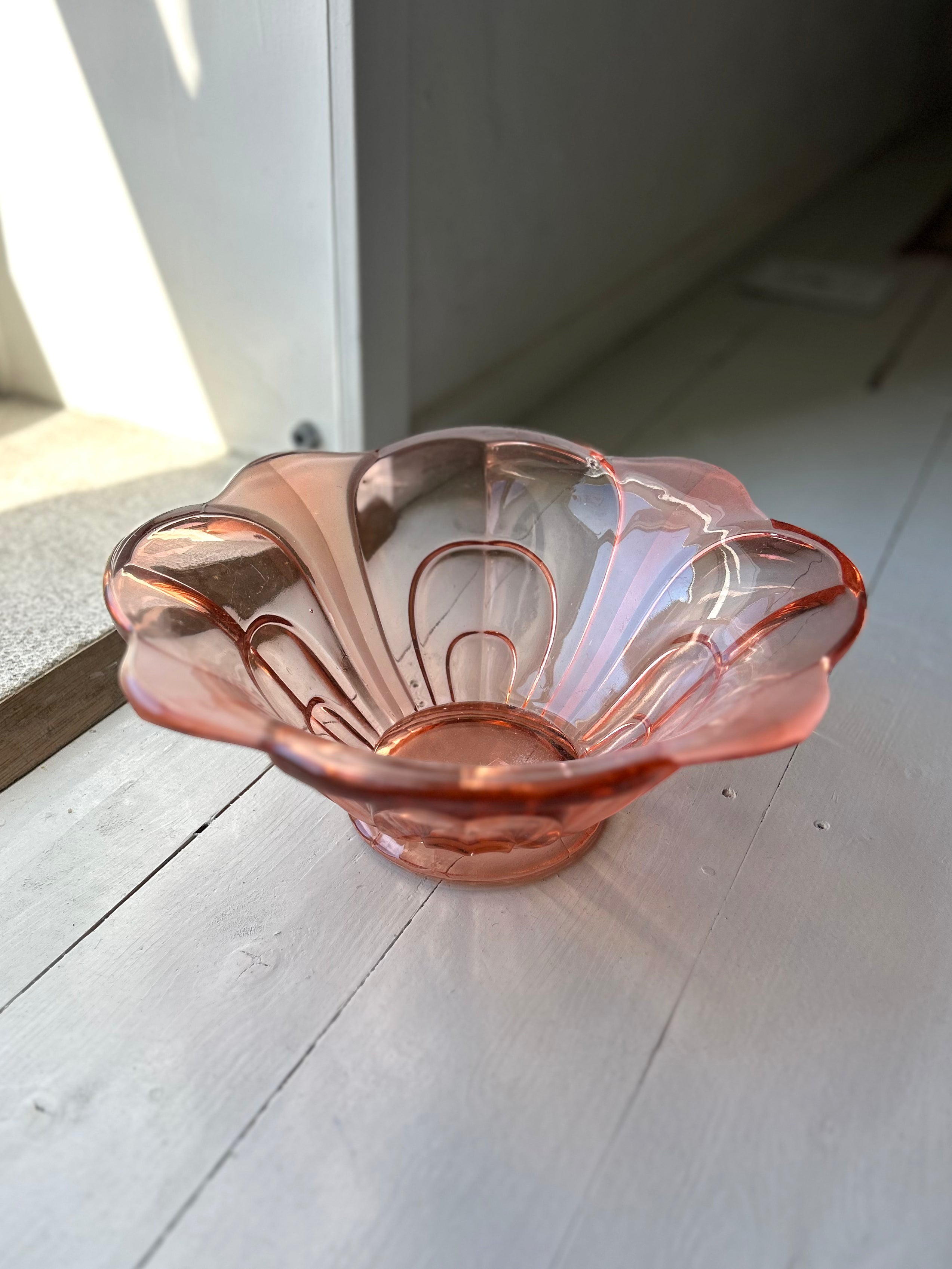 Stor farvet glasskål- Vintage 238
