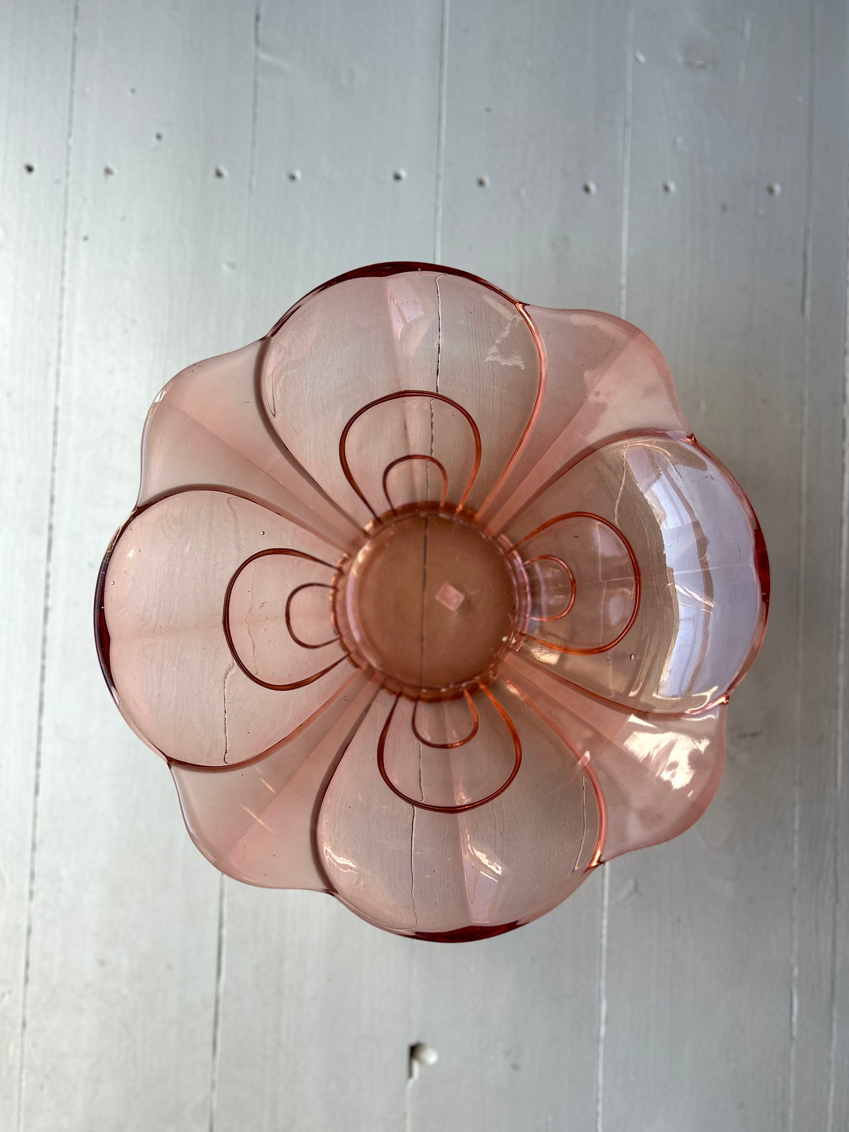 Stor farvet glasskål- Vintage 238