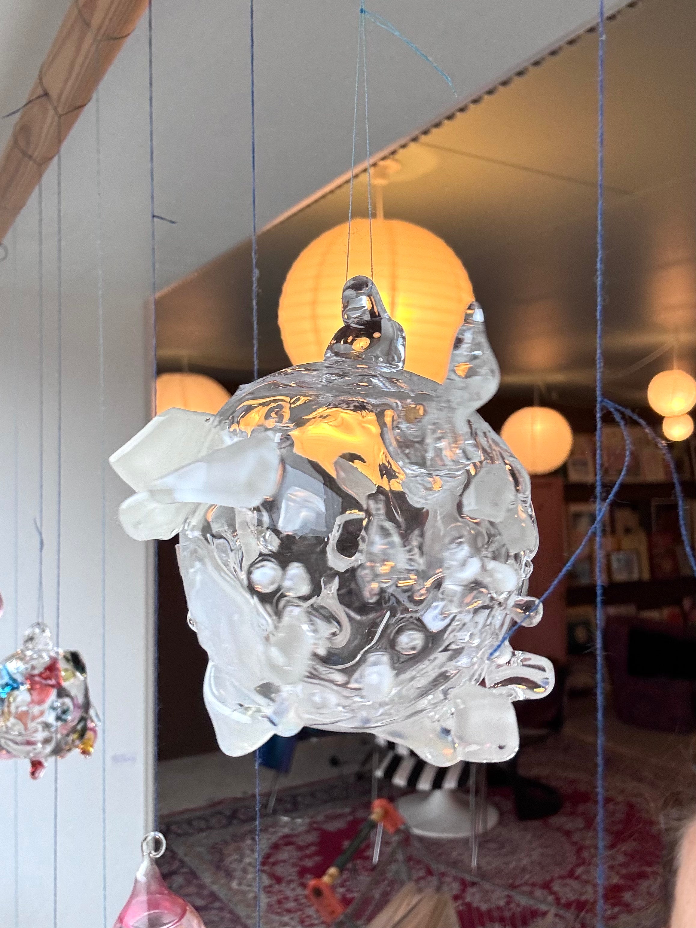 Lille glas ophæng - hvid