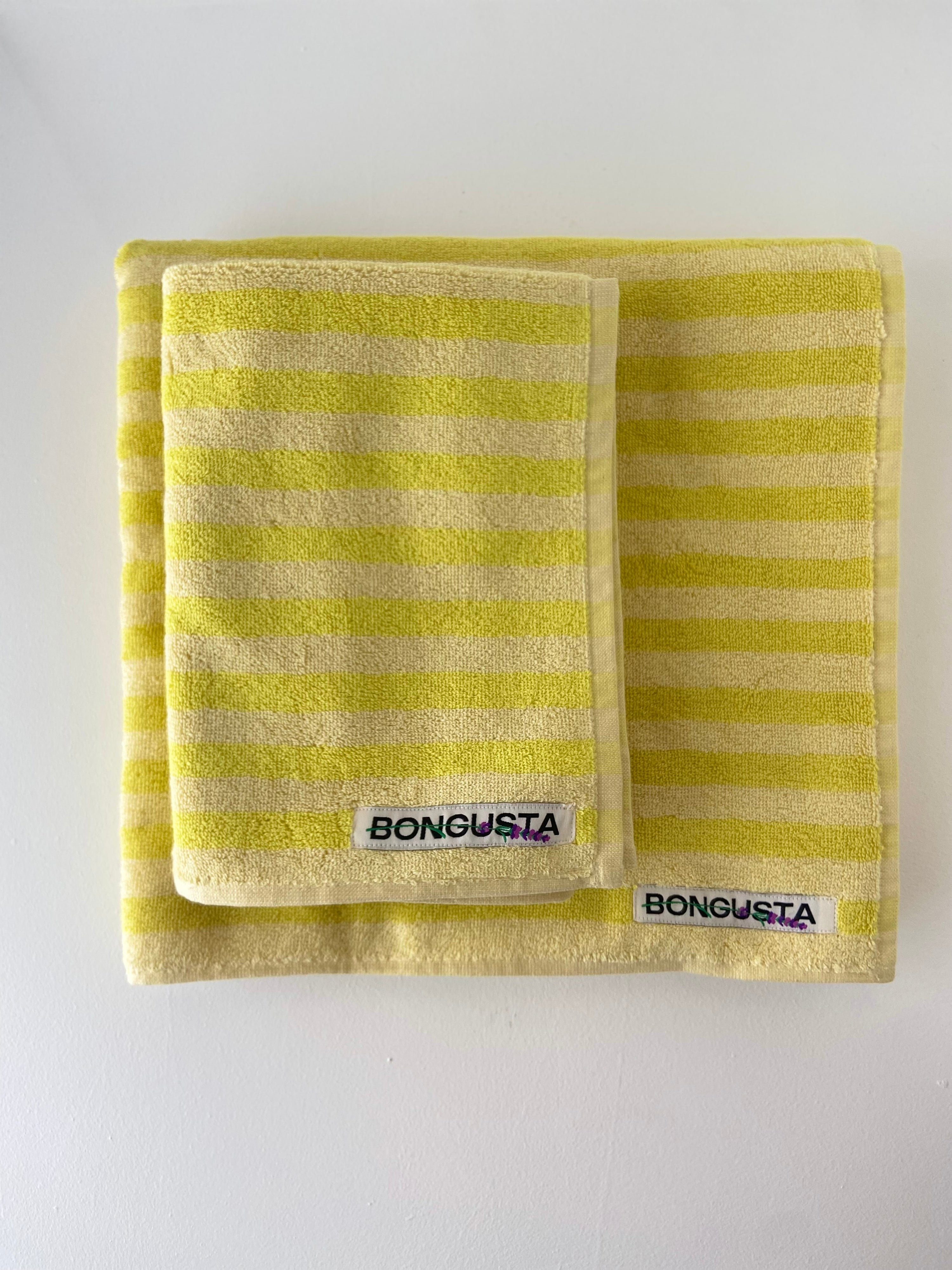 Naram towels small, Pristine & Neon yellow